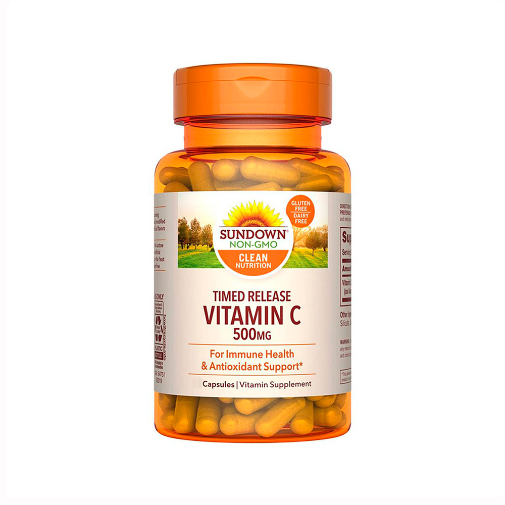 Sundown Non-Gmo Timed Release Vitamin C 500 mg Frasco de 100 capsulas