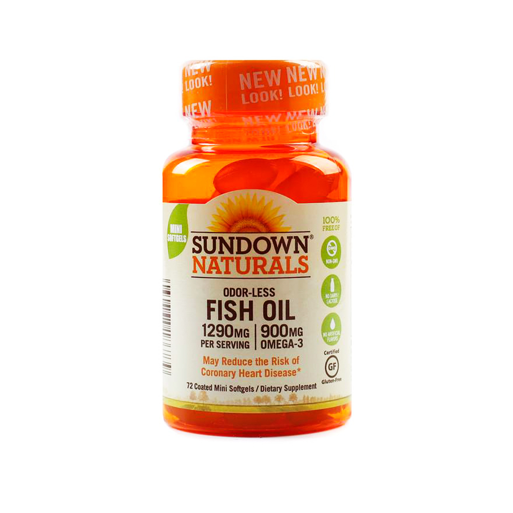 Sundown Naturals Fish Oil 1290 mg Odorless Frasco x60 Capsulas Blandas