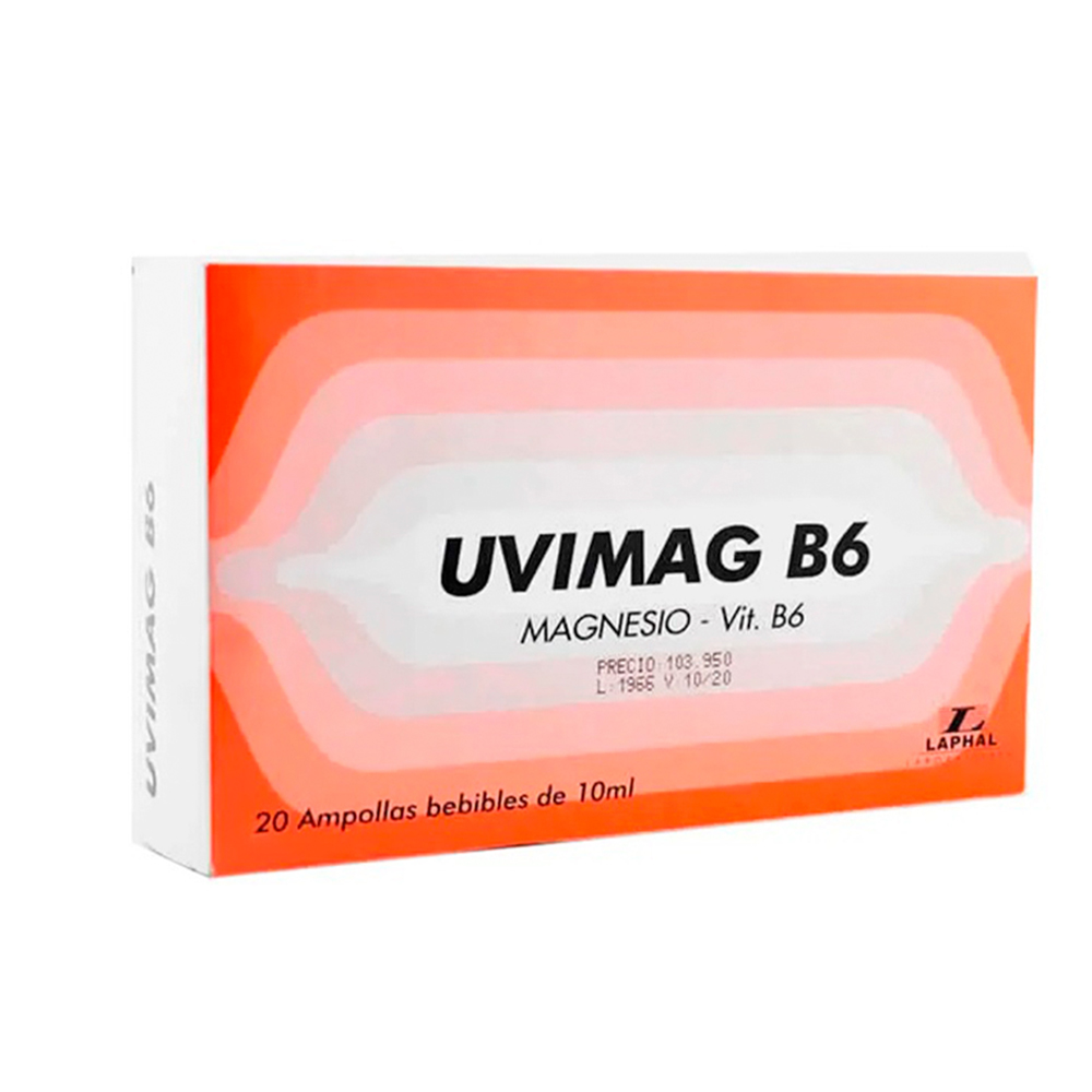 Uvimag B6 Magnesio Caja De 20 Ampollas Bebibles De 10ML