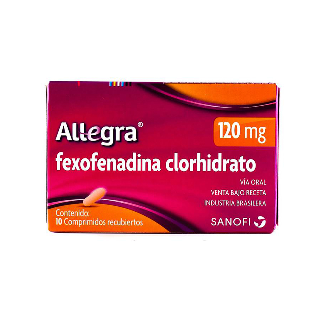 Allegra Fexofenadina Clorhidrato 120 mg Caja de 10 Comprimidos Recubiertos