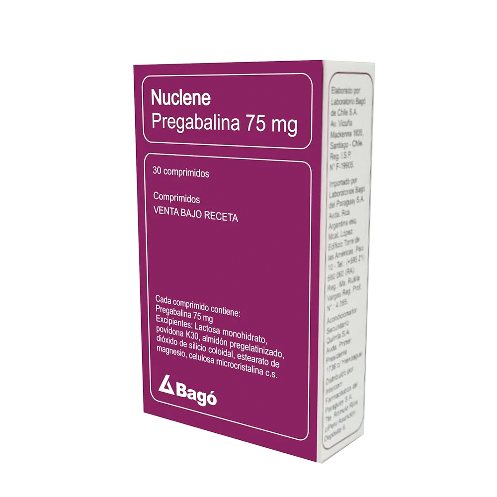 Nuclene Pregabalina 75 MG Caja De 30 Comprimidos