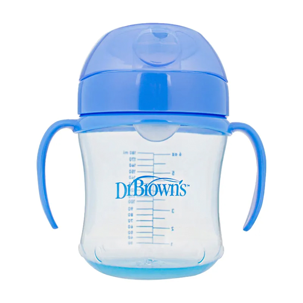 Vaso con Asas Color Celeste Dr Browns de 180 ml
