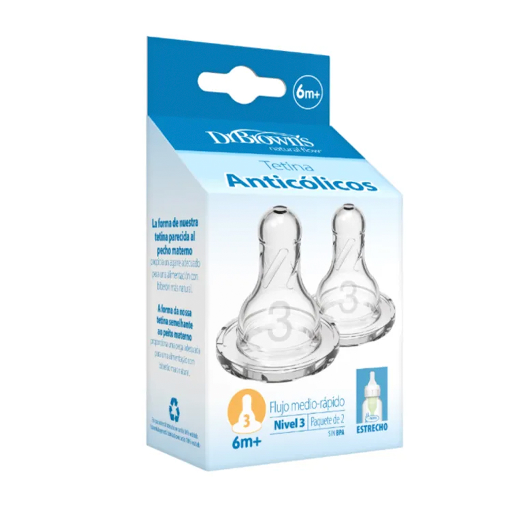 Tetina de Silicona 6m+ Dr. Browns de 2 Unidades