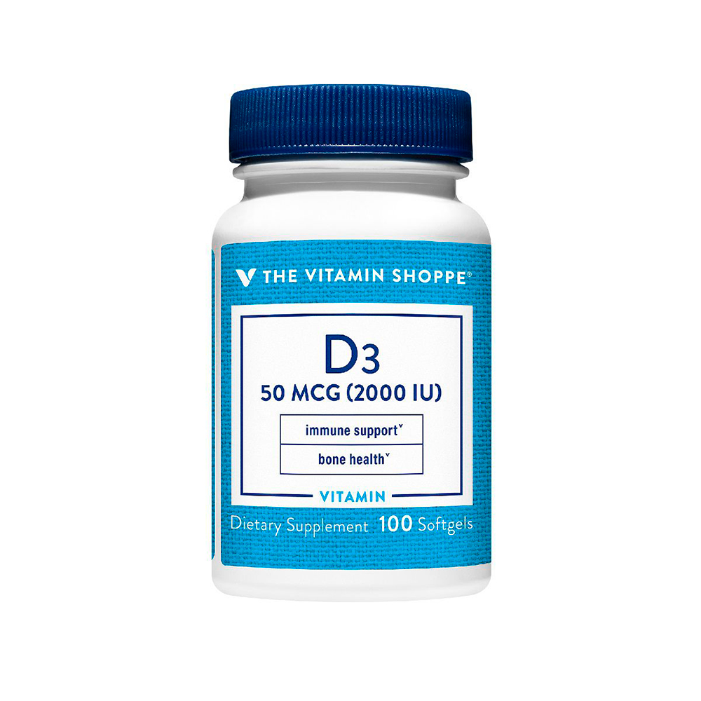 The Vitamin Shoppe D3 50 mcg 2000 IU Frasco de 100 cápsula blanda