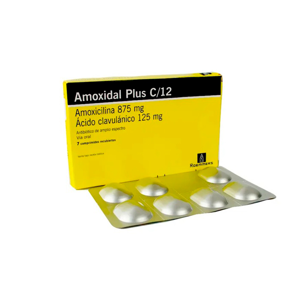 Amoxidal Plus C/12 Amoxicilina 875 mg Caja de 7 comprimidos recubiertos