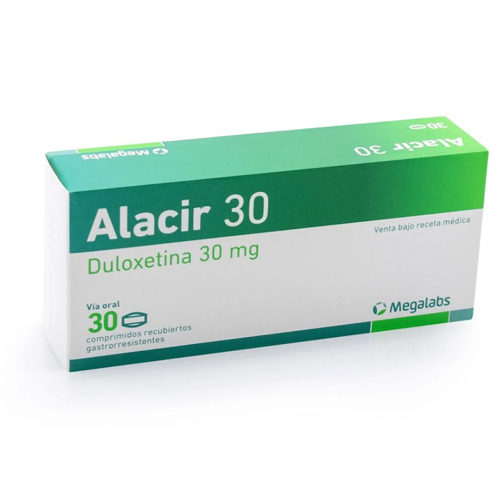 Alacir 30 Duloxetina 30 mg Caja de 30 Comprimidos Recubiertos