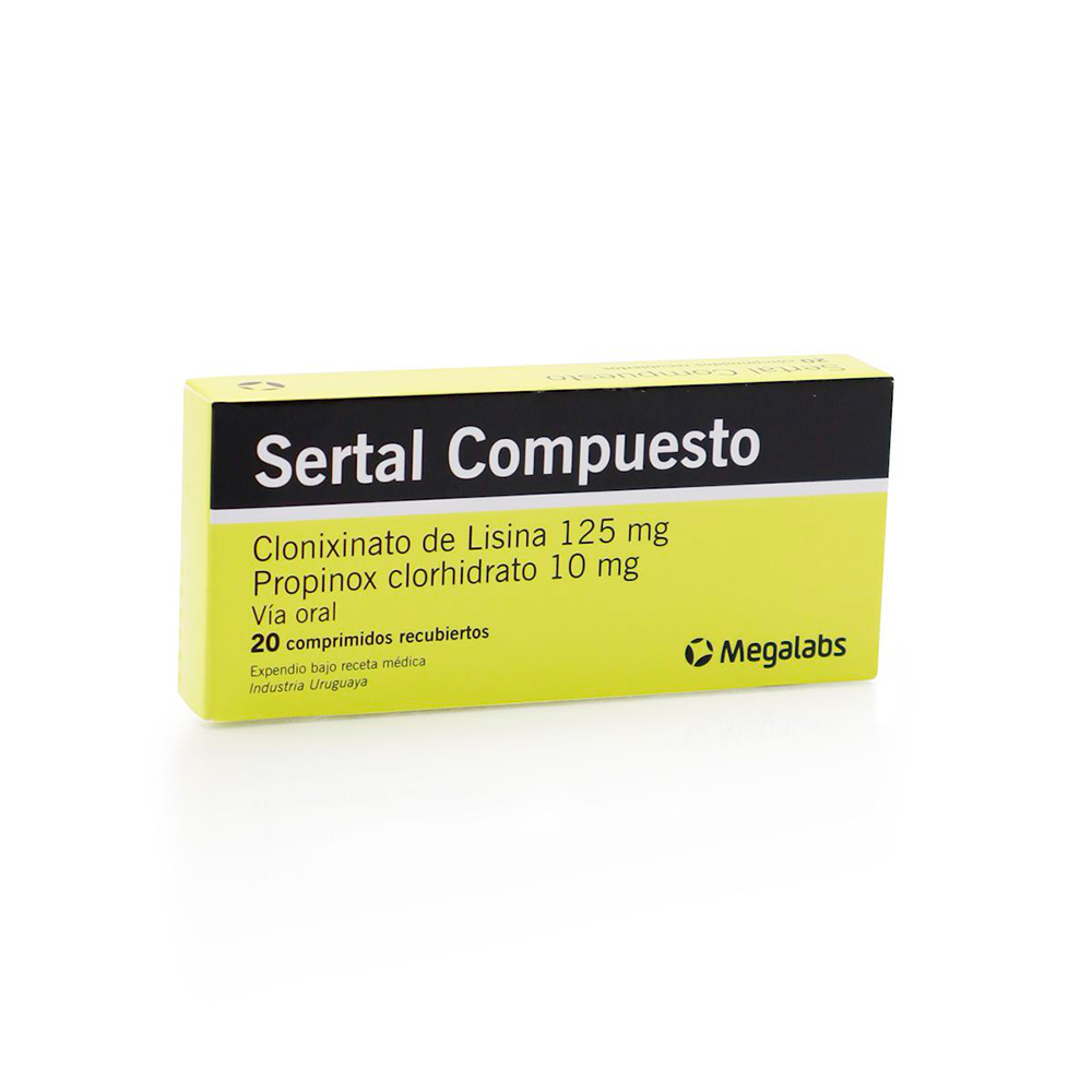 Sertal Compuesto Clonixinato de Lisina 125 mg Caja de 20 Comprimidos Recubiertos