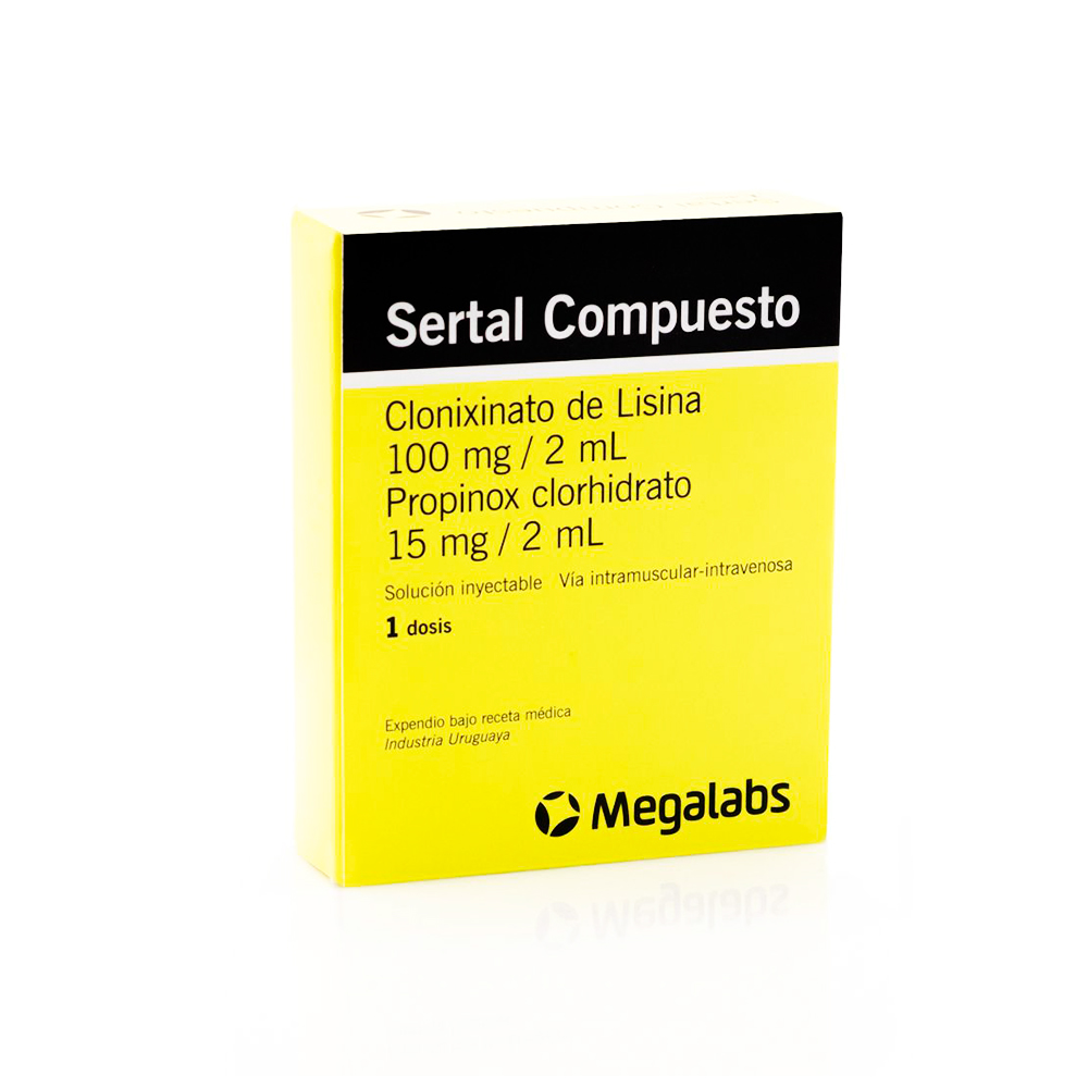 Sertal Compuesto Clonixinato de Lisina Inyectable 100 mg Contiene 1 dosis de Solución Intramuscular
