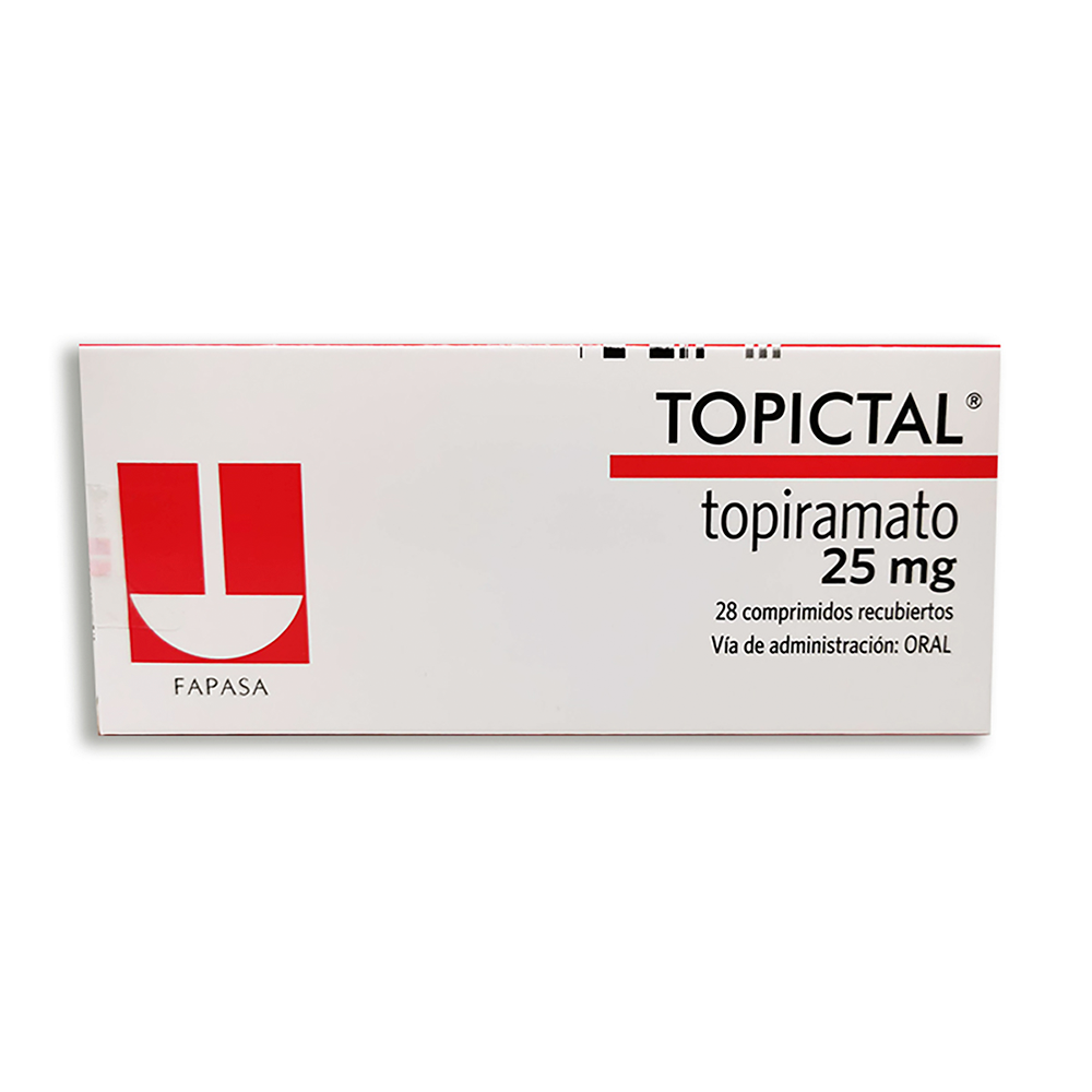 Topictal Topiramato 25 mg Caja x28 comprimidos recubiertos.