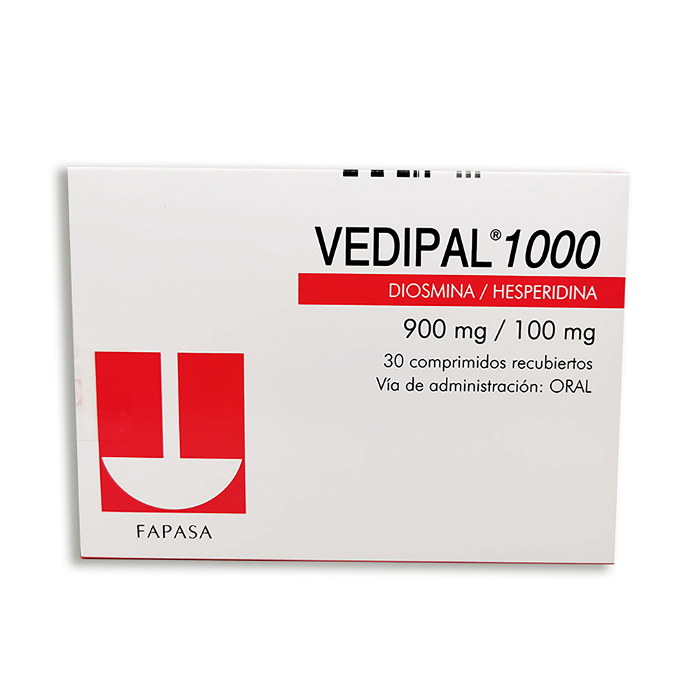 Vedipal 1000 Diosmina / Hesperidina 900 mg / 100 mg Caja de 30 Comprimidos