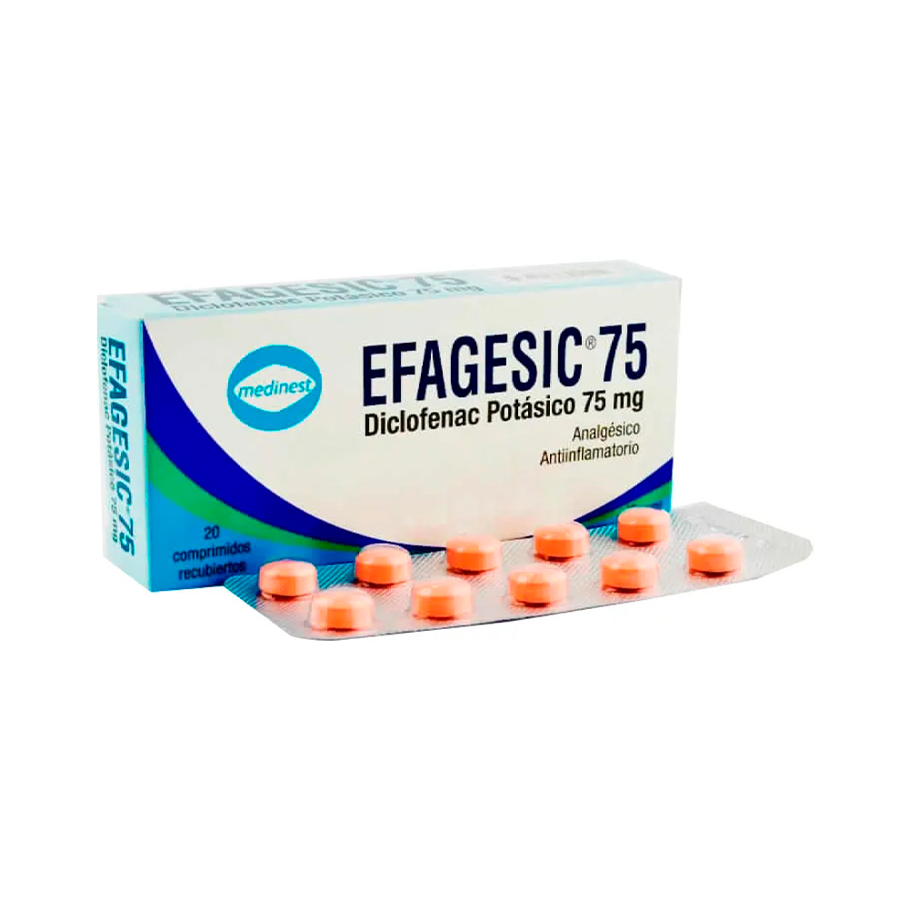 Efagesic 75 Diclofenac Potásico 75 Mg Caja De 20 Comprimidos Recubiertos