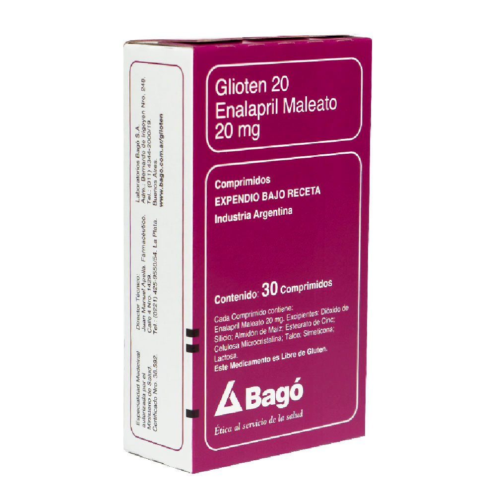 Glioten 20 Enalapril Caja De 2 Blíster x 30 Comprimidos