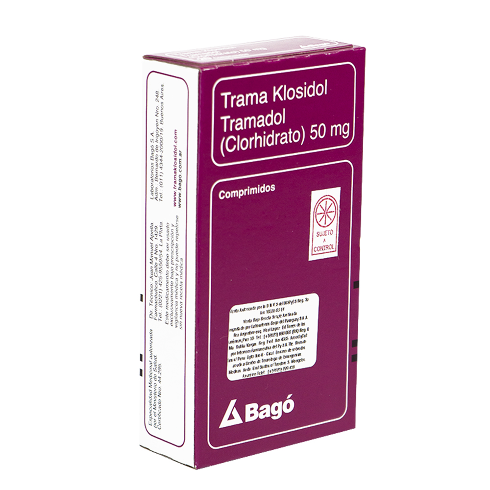 Trama Klosidol Tramadol (clorhidrato) 50 Mg Caja De 2 Blíster x 20 Comprimidos