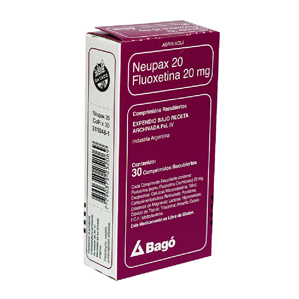 Neupax 20 fluoxetina 20Mg Caja De 3 Blíster x 30 Comprimido Recubiertos