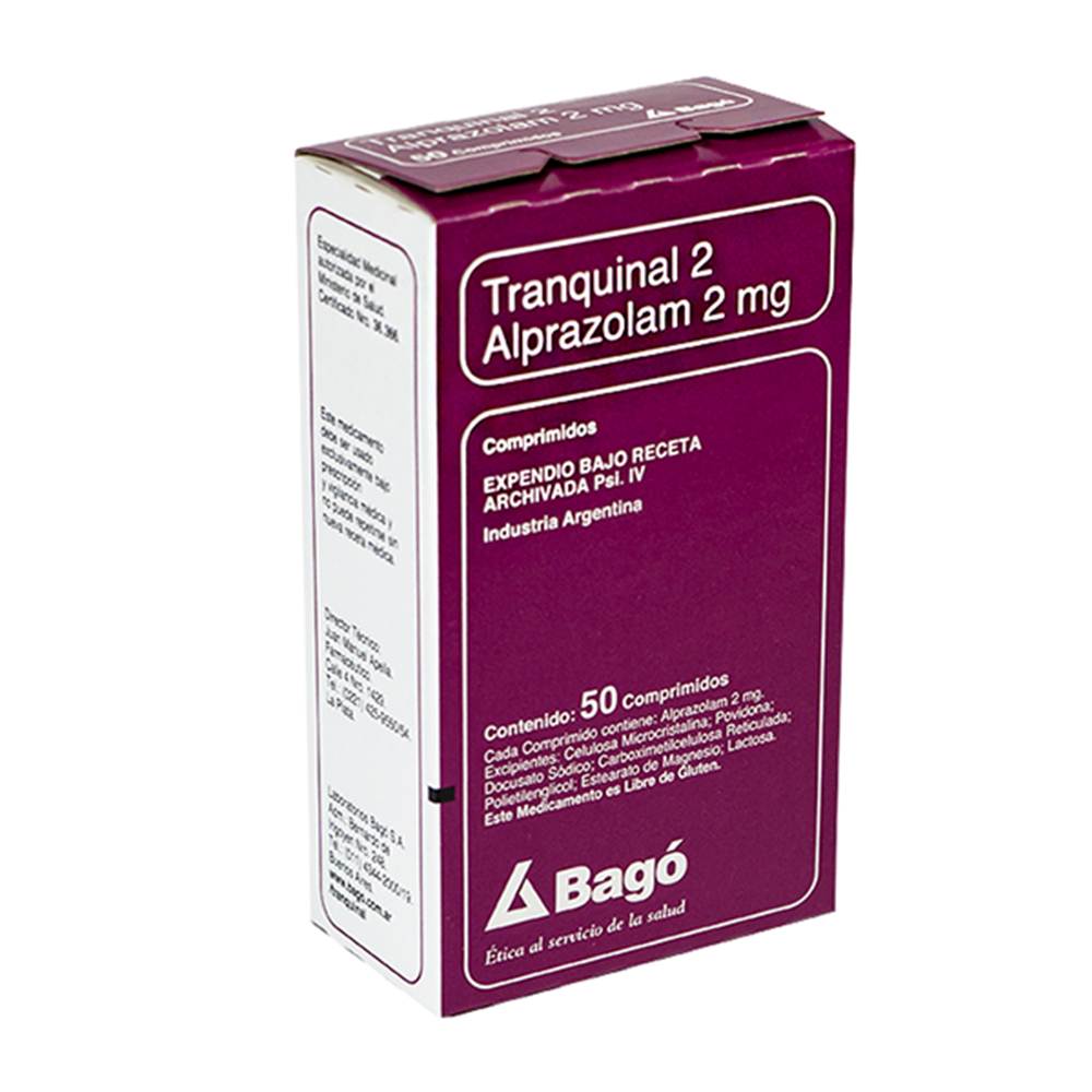 Tranquinal 2 Alprazolam 2 mg Caja de 50 Comprimidos.