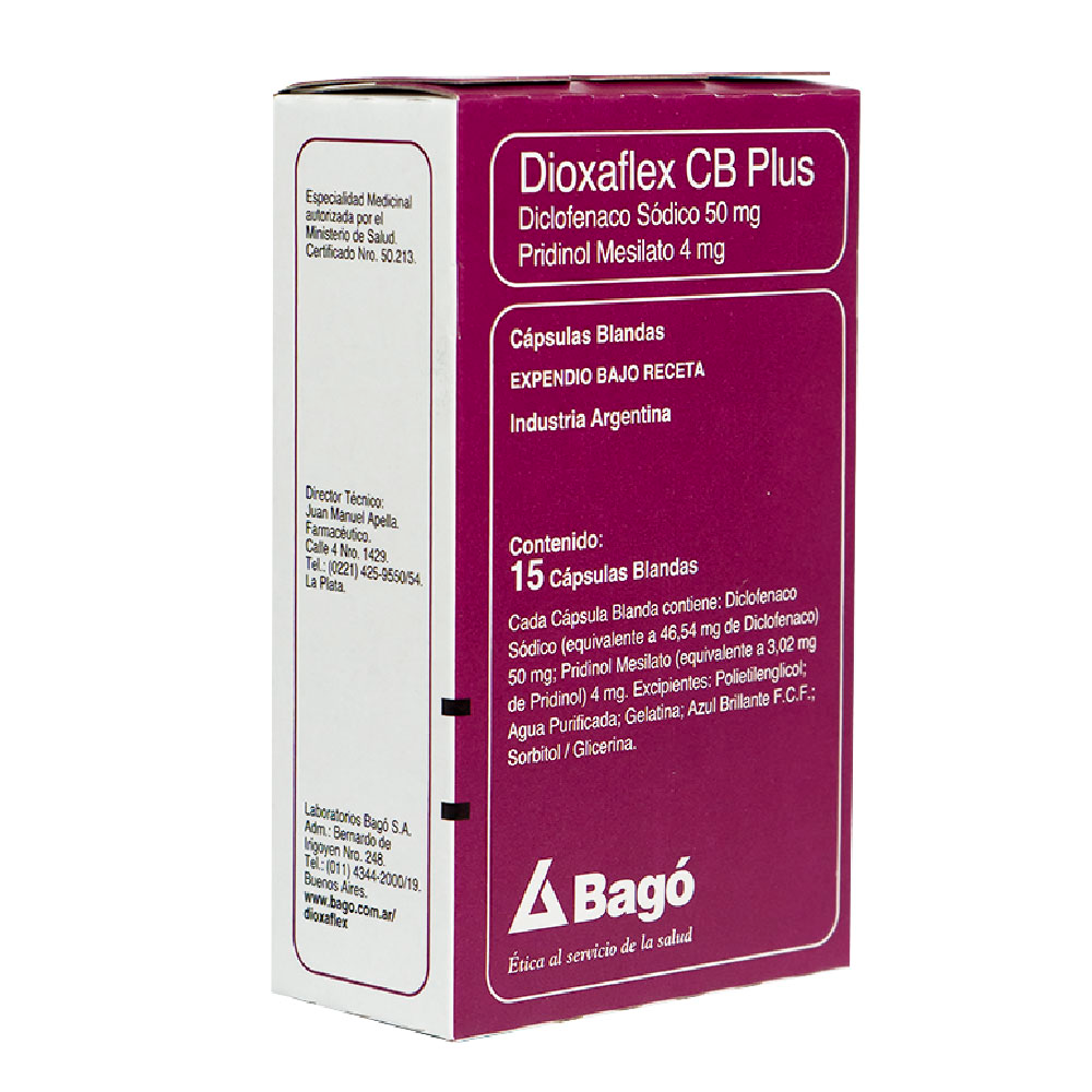 Dioxaflex CB Plus Diclofenaco Sodico 50 Mg Caja De 15 Cápsulas Blandas