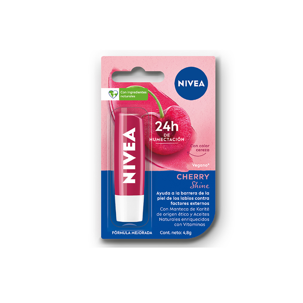 Protector Labial Nivea Cherry Shine De 4,8 gr