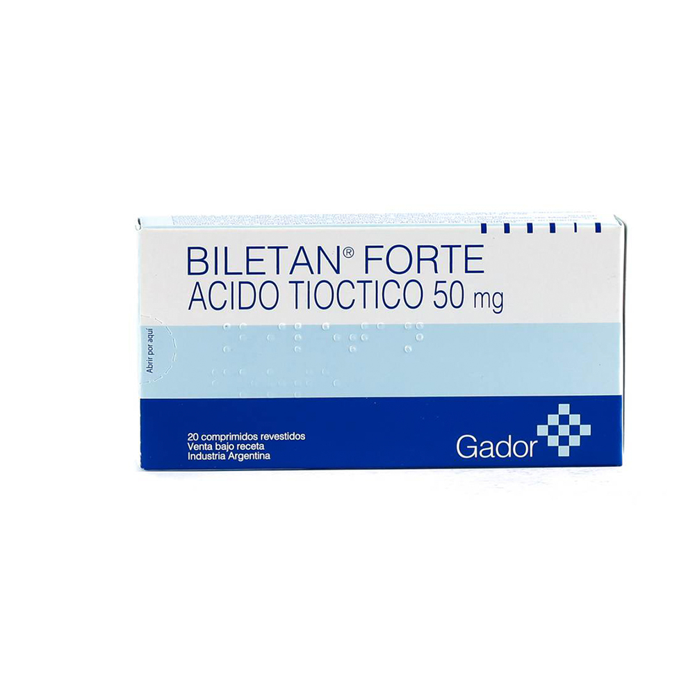 Biletan Forte Acido Tioctico 50 mg De 20 Comprimidos