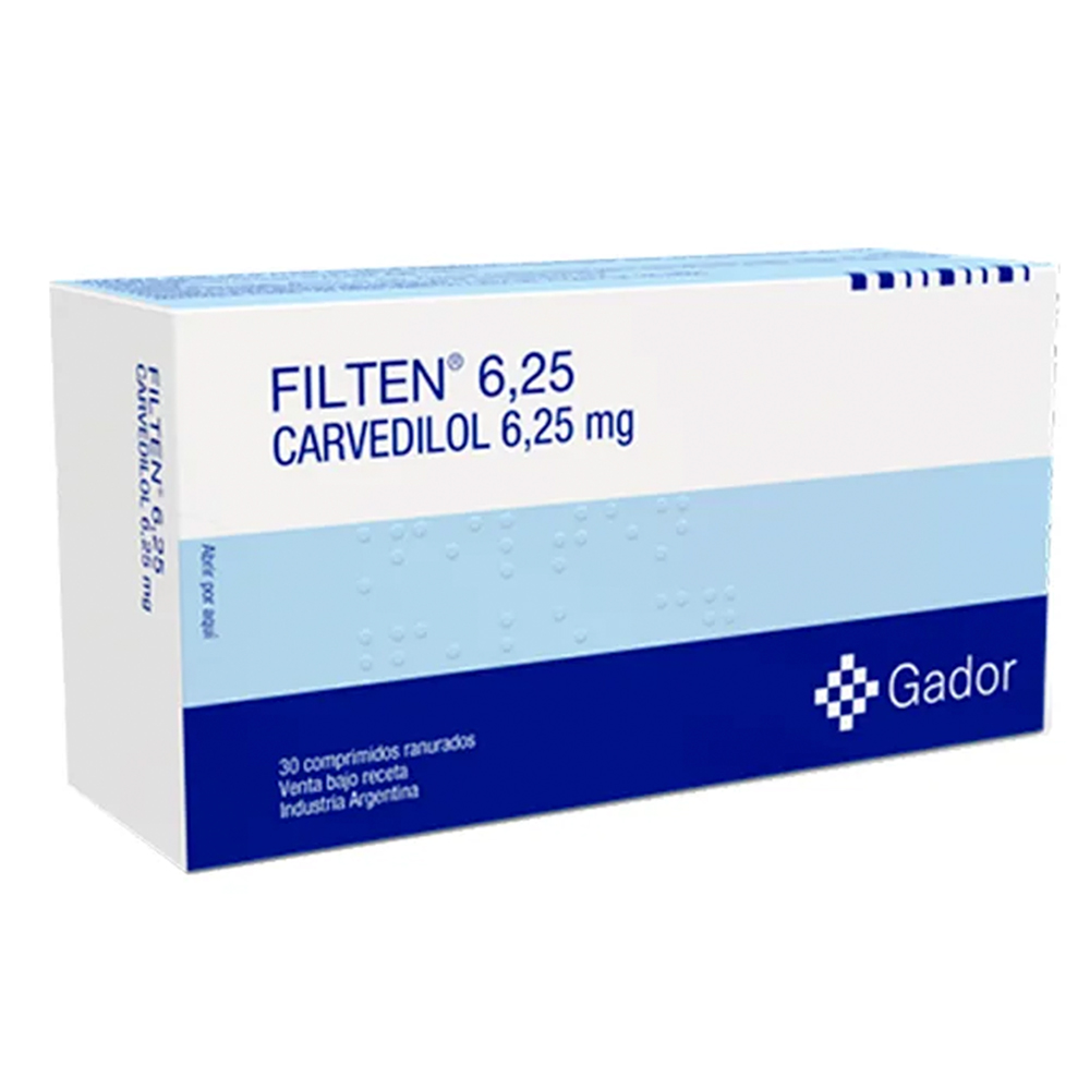 Filten Carvedilol 6,25 mg De 30 comprimidos