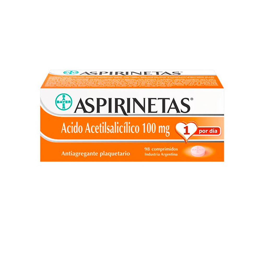 Aspirinetas Acido Acetilsalicílico 100 Mg Caja De 98 Comprimidos