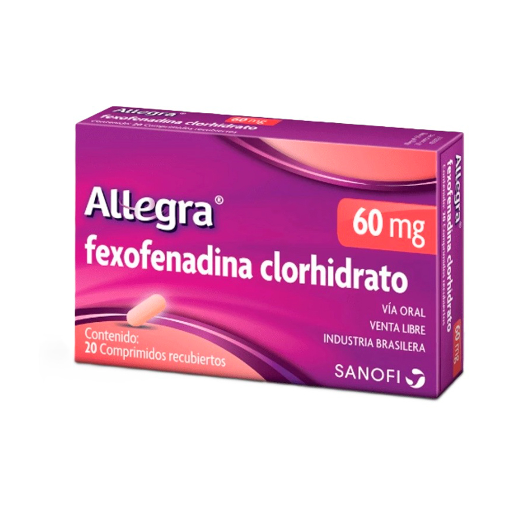 Allegra Fexofenadina Clorhidrato 60 mg Caja de 20 Comprimidos