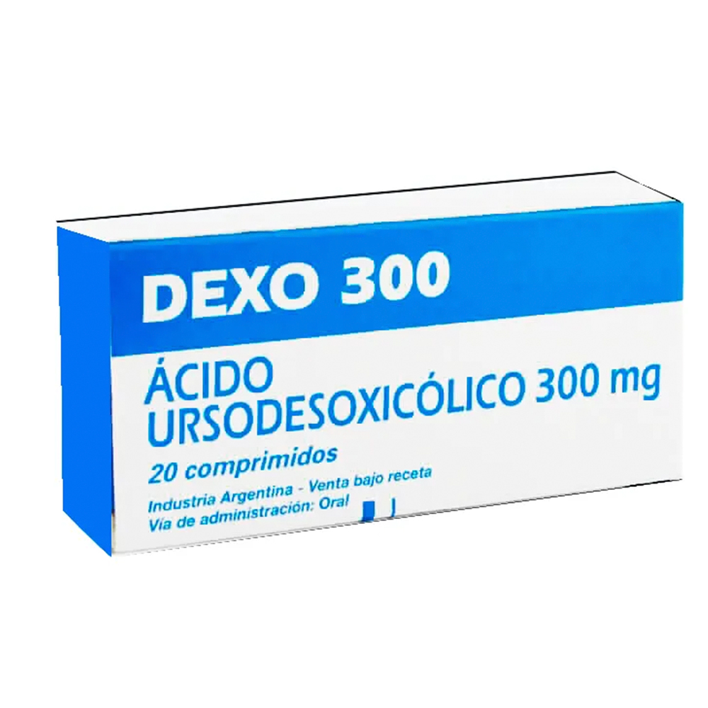 Dexo 300 Ácido Ursodesoxicólico 300 mg Caja de 20 comprimidos
