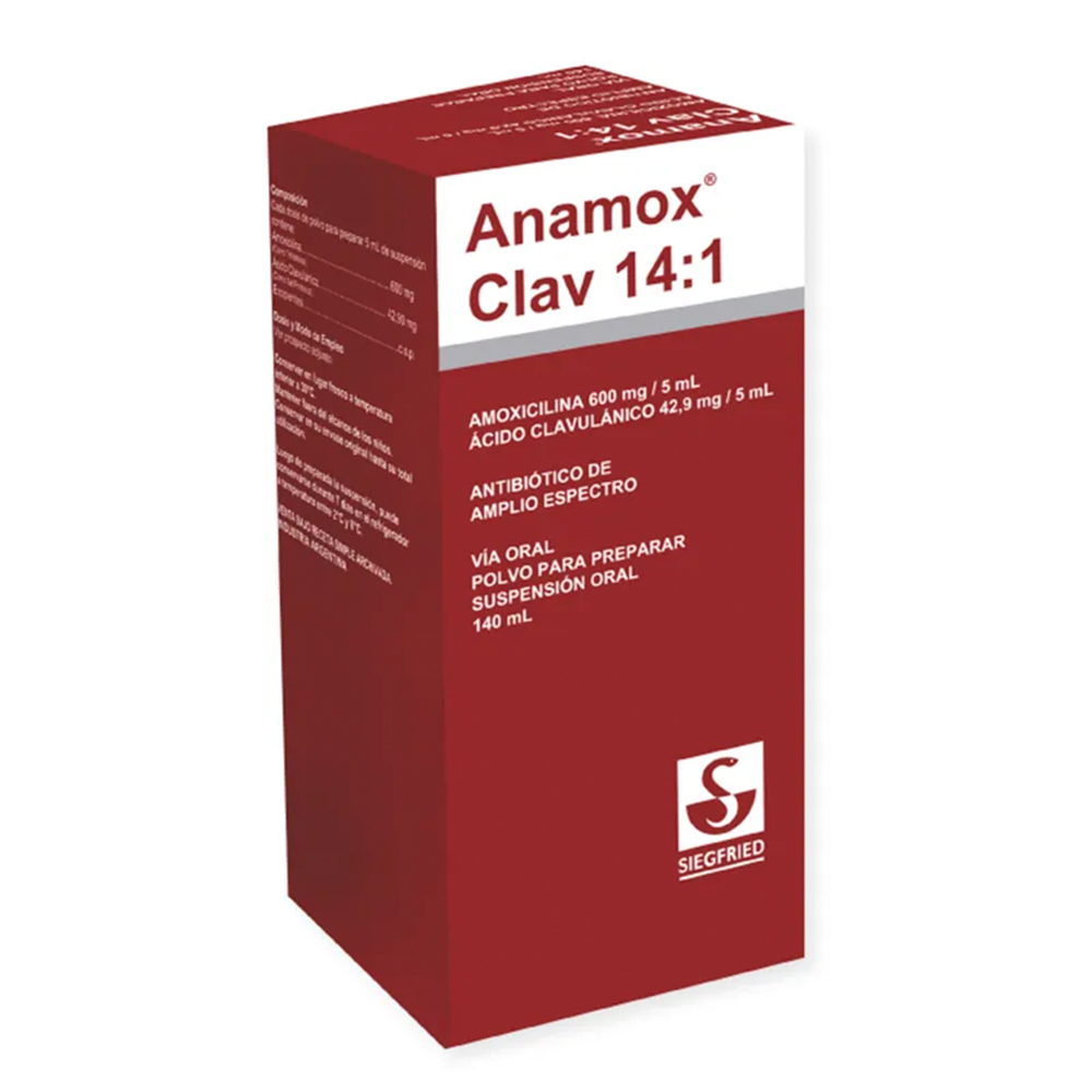 Anamox Clav 14:1 Amoxicilina 600 MG Contiene 140 mL
