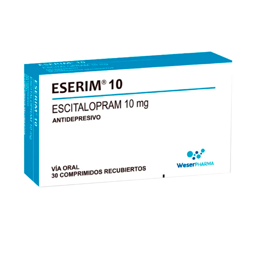 Eserim 10 Escitalopram 10 mg Caja De 30 Comprimidos Recubiertos