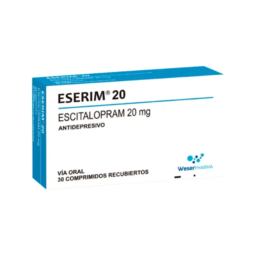 Eserim 20 Escitalopram 20 mg Caja De 30 Comprimidos Recubiertos
