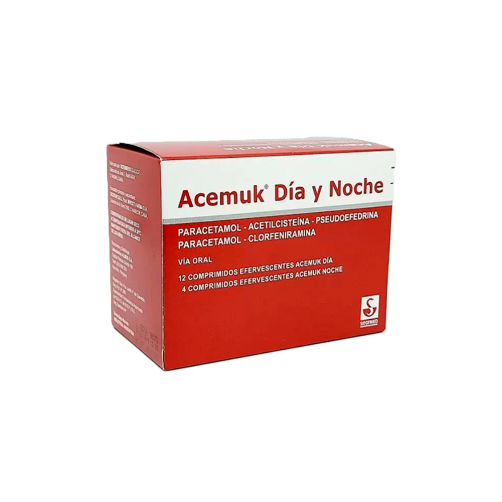 Acemuk Día y Noche Caja de 12 Comprimidos Día y 4 Comprimidos Noche