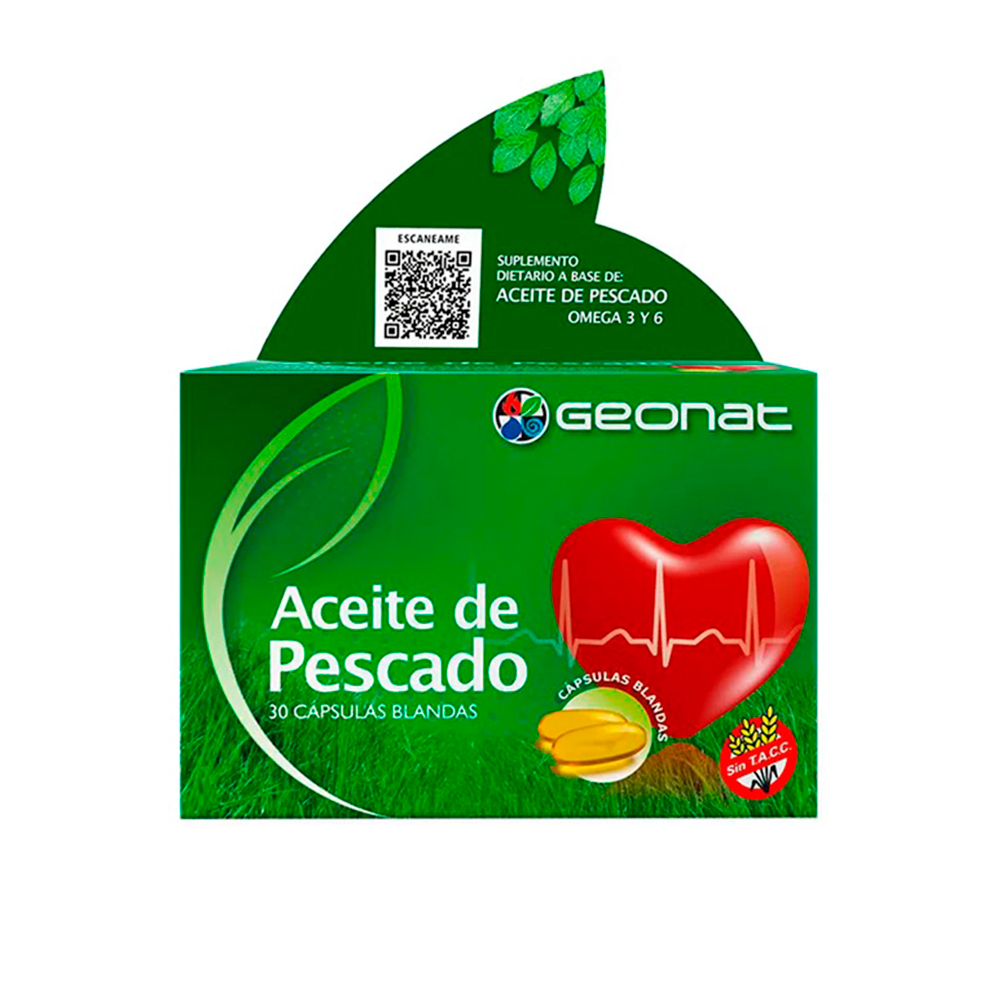 Aceite de Pescado Omega 3 y 6 Contiene 30 cápsulas blandas