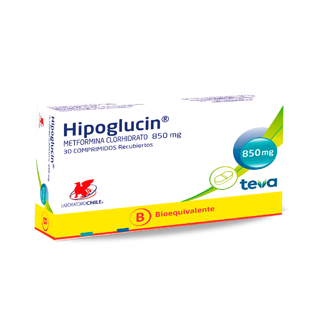 Hipoglucin Metformina Clorhidrato 850 Mg Caja De 3 Blíster x 30 Comprimidos Recubiertos