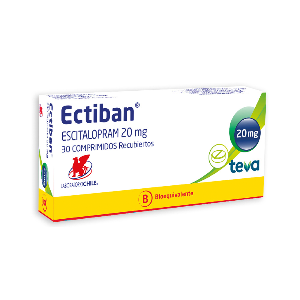 Ectiban Escitalopram 20 Mg Caja De 3Blister X 30 Comprimidos Recubiertos