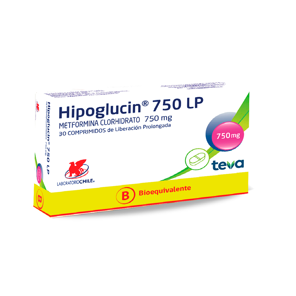 Hipoglucin 750 LP Metformina Clorhidrato 750 mg Caja De 30 Comprimidos