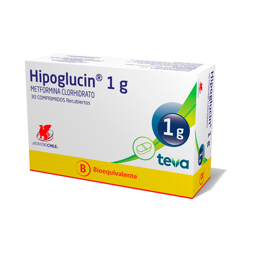Hipoglucin 1000 LP Metformina Clorhidrato 1000 mg Caja De 3 Blíster x 30 Comprimidos