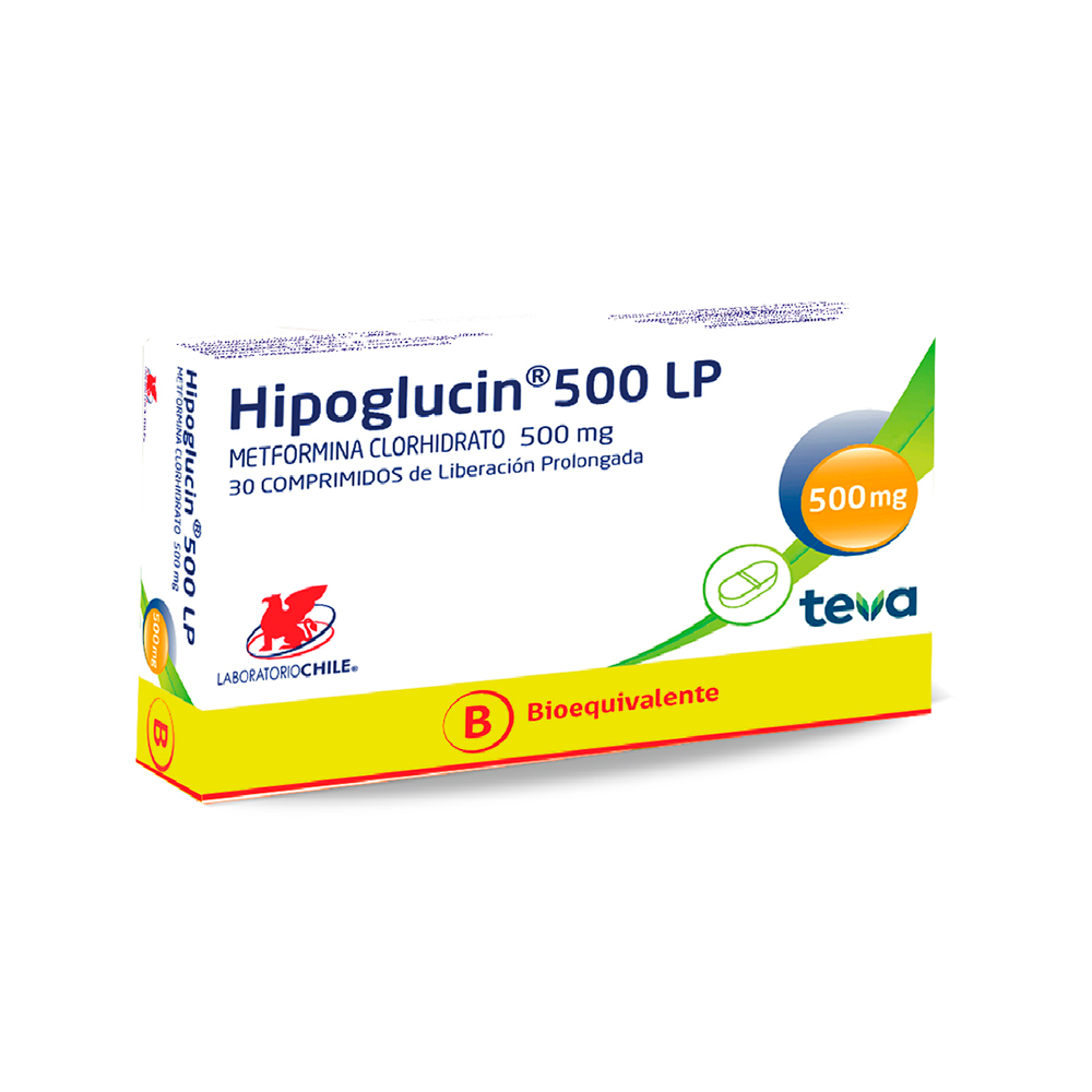 Hipoglucin 500 LP Metformina Clorhidrato 500 Mg Caja De 30 Comprimidos