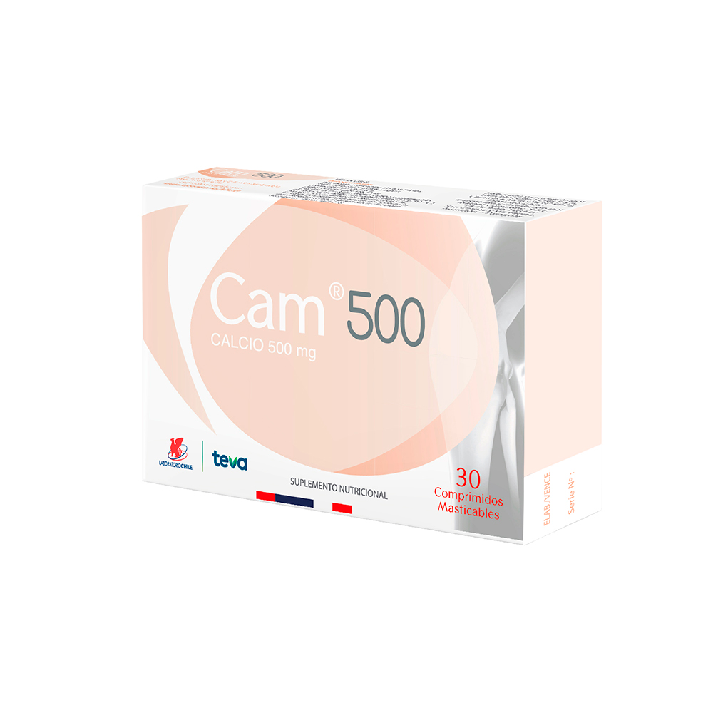 Cam 500 Calcio Caja de 30 Comprimidos Masticables