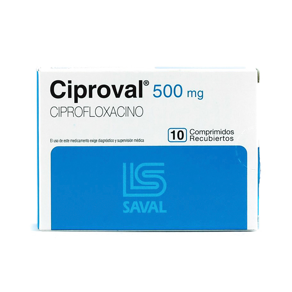 Ciproval 500 Mg Ciprofloxacino Caja De 10 Comprimidos Recubiertos
