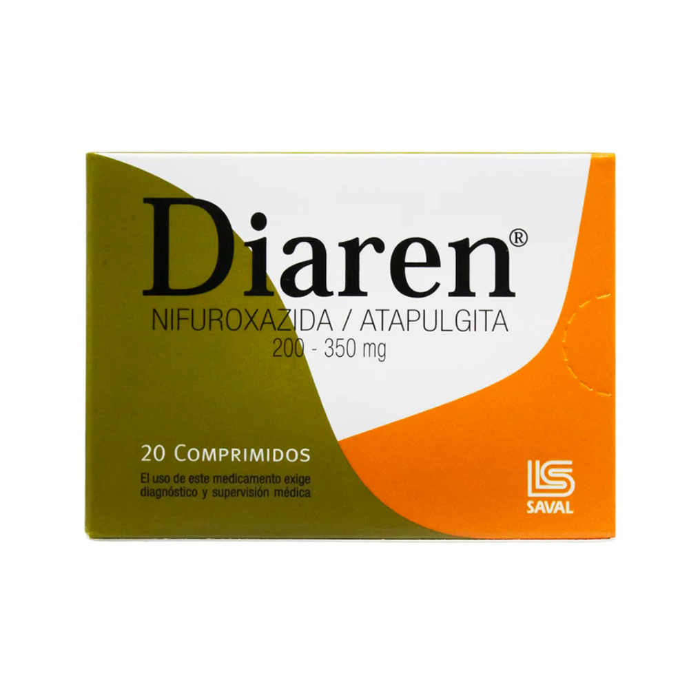 Diaren Nifuroxazida Atapulgita Caja De 20 Comprimidos