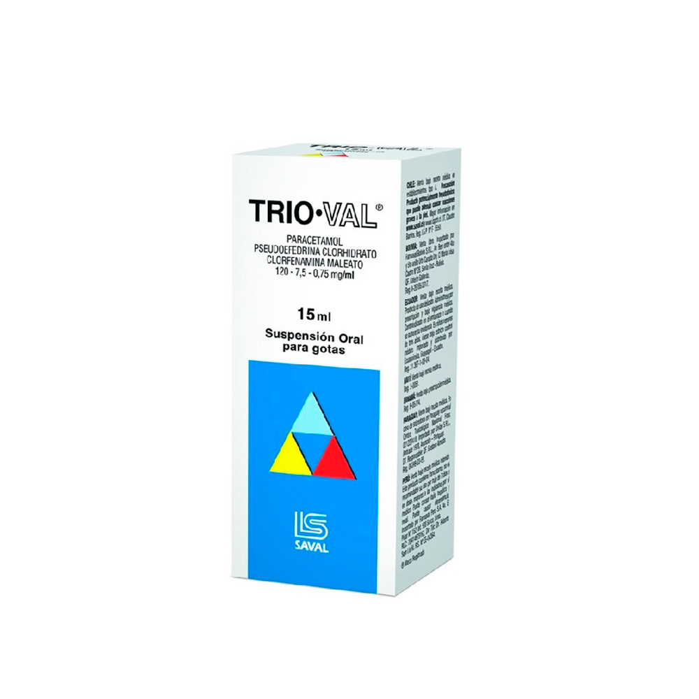 Trio-Val Paracetamol Clorfenamina Maleato Suspensión Oral 15 ML