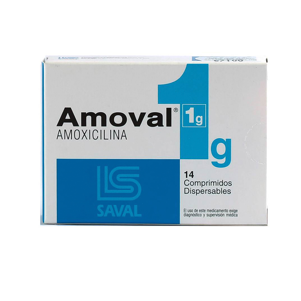 Amoval 1G Amoxicilina Caja De 14 Comprimidos