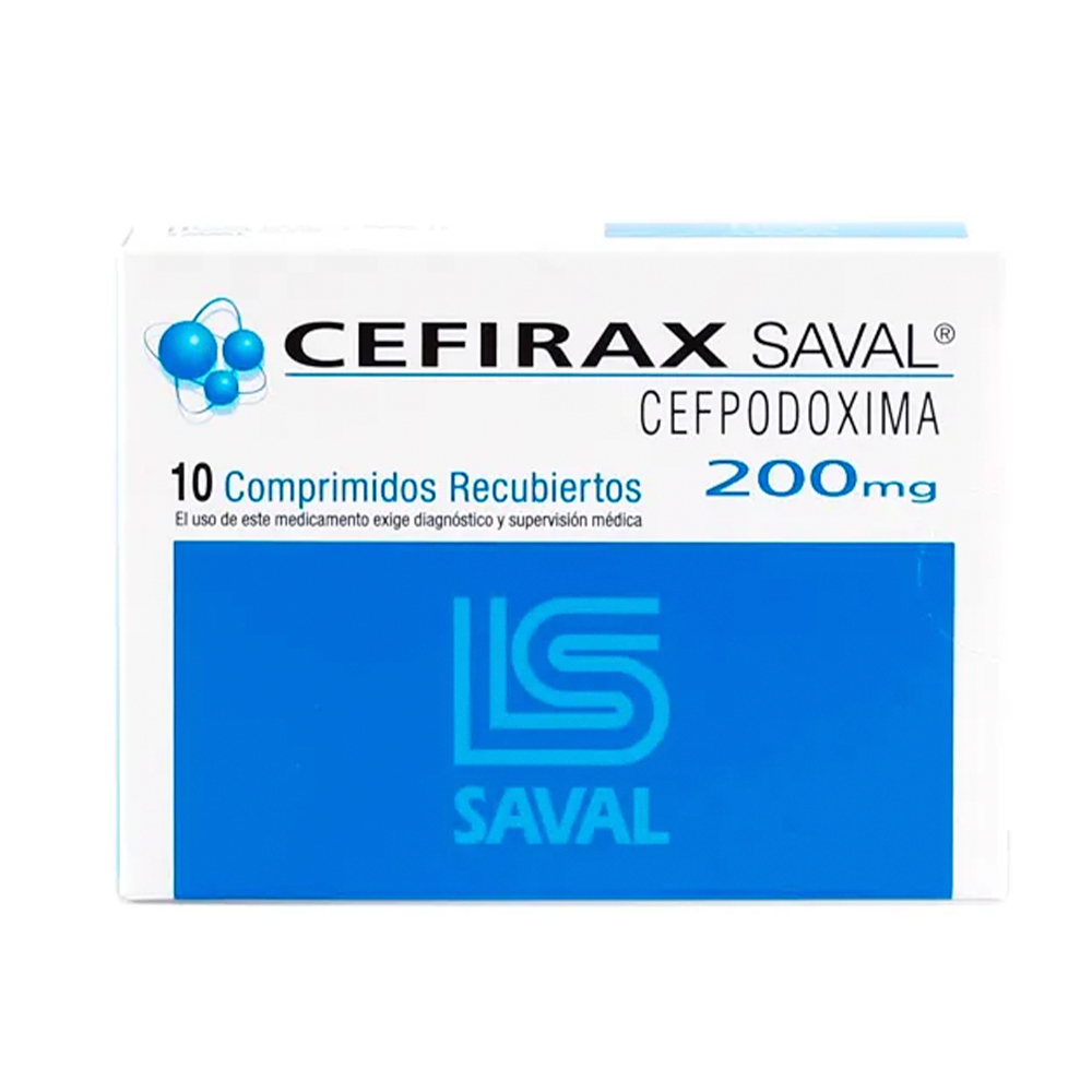 Cefirax Saval Cefpodoxima 200 mg Caja con 10 Comprimidos Recubiertos