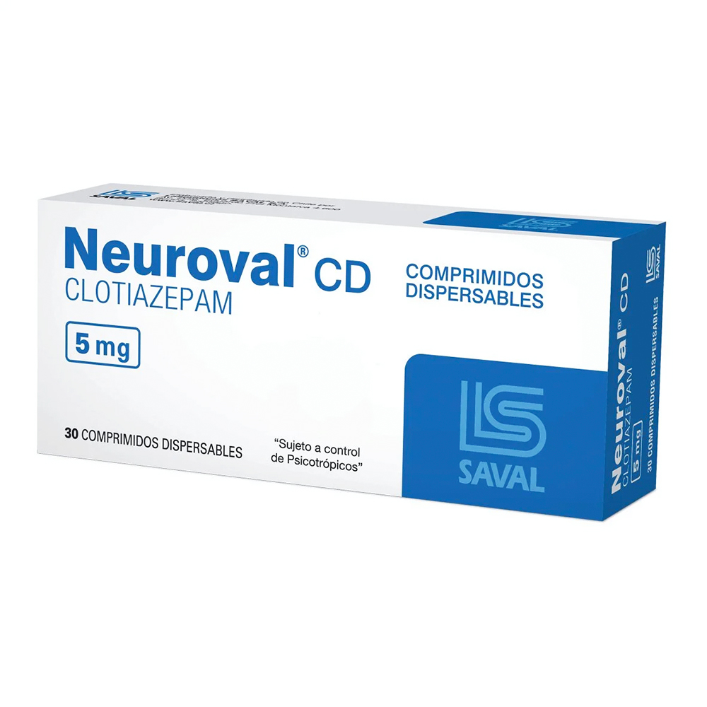 Neuroval CD Clotiazepam 5 mg. Caja de 30 Comprimidos Dispersables