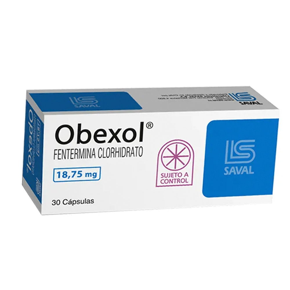 Obexol Fentermina Clorhidrato 18,75 Caja De 30 Comprimidos