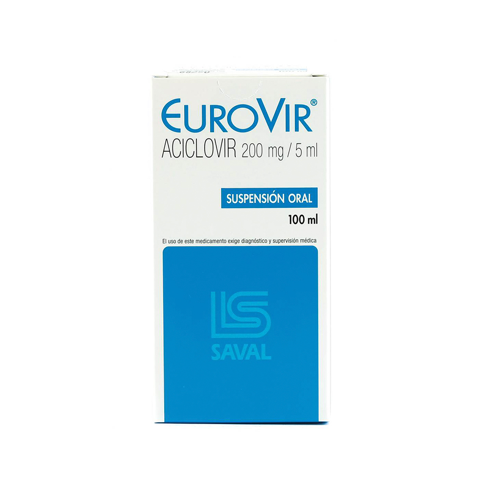Eurovir Aciclovir 200 Mg/5ML Contenido De 100 ML Suspensión Oral