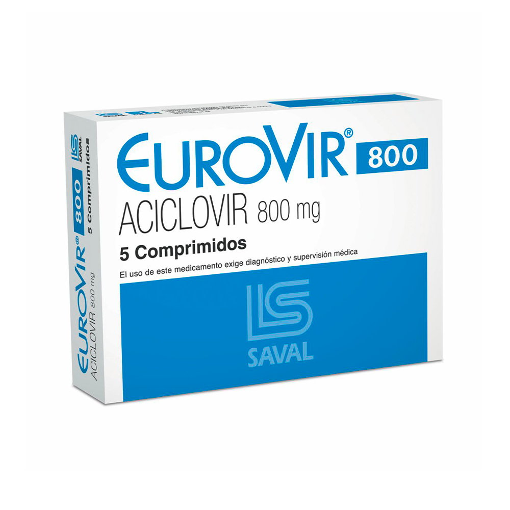 Eurovir 800 Aciclovir 800mg Caja De 5 Comprimidos