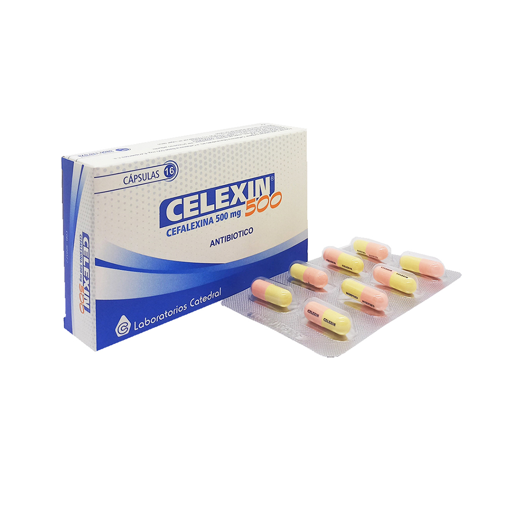Celexin Cefalexina 500 mg Caja de 16 Cápsulas