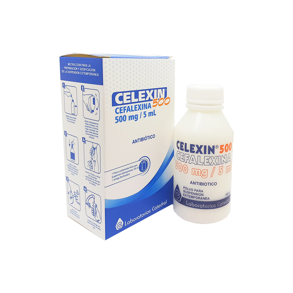 Celexin 500 Cefalexina 500 mg/5 mL Contiene 1 Frasco de 100 ml 1 Jeringa Dosificadora