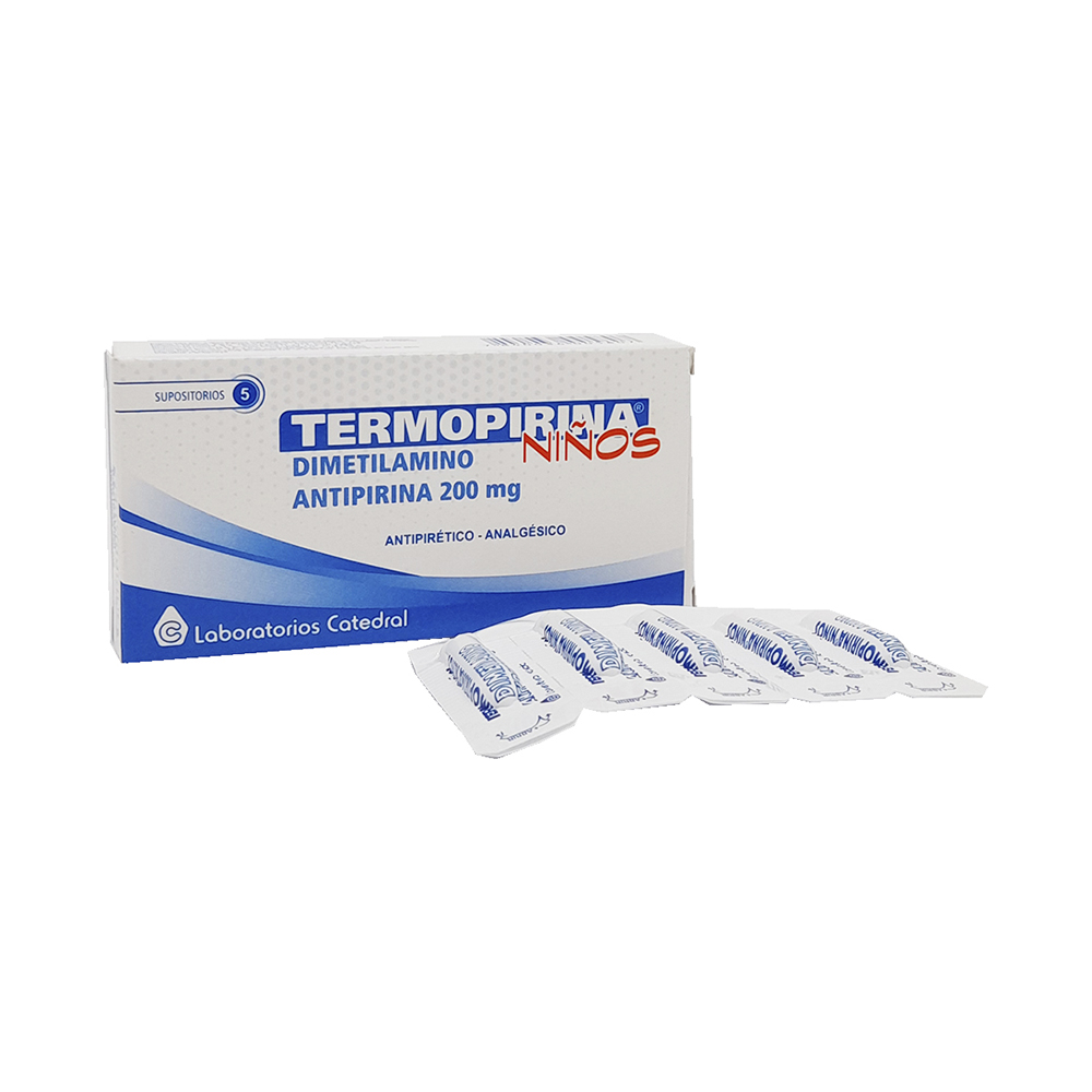 Termopirina Niños Dimetilamino Antipirina 200 mg Caja de 5 Supositorios