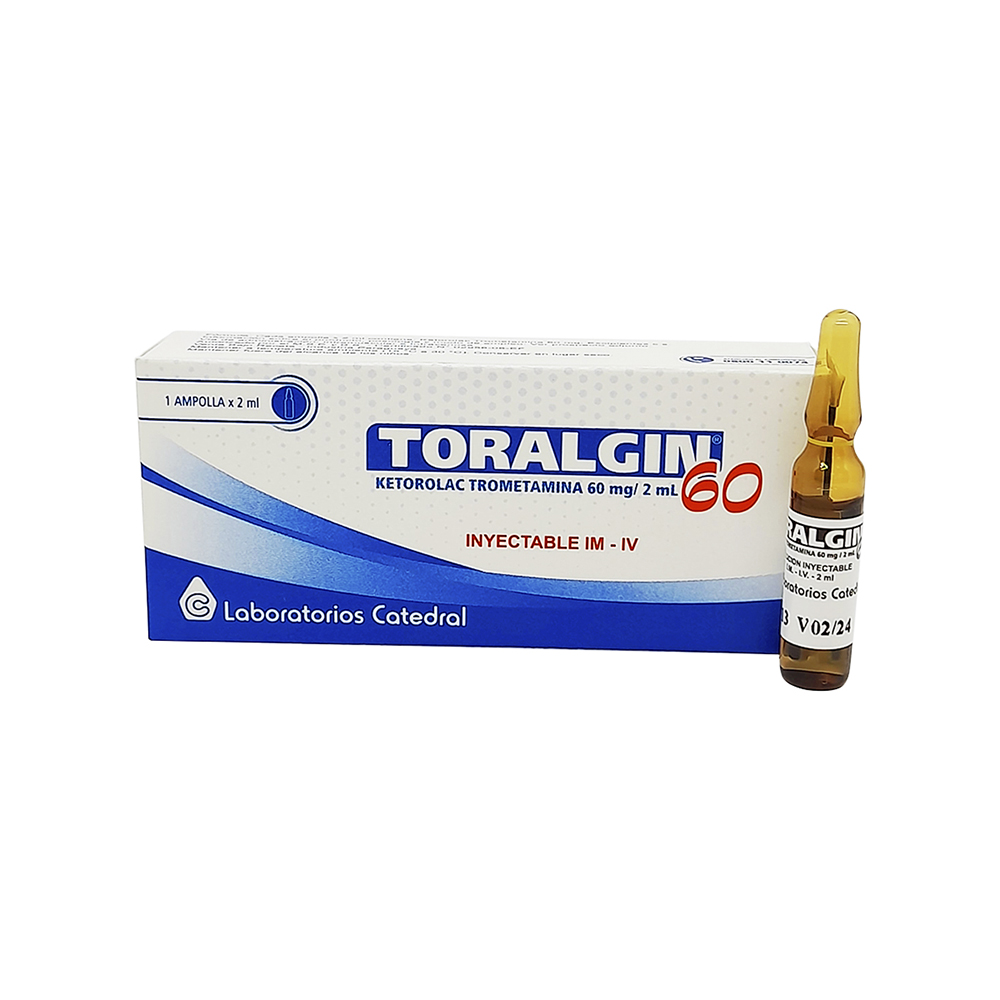 Toralgin 60 Ketorolac Trometamina 60 mg/20 mL Solucion Inyectable De 1 ampolla de 2 mL